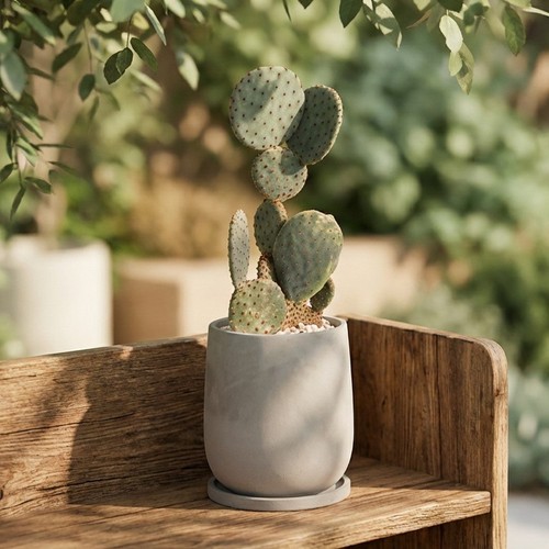 Rounded concrete planter plant - planter,