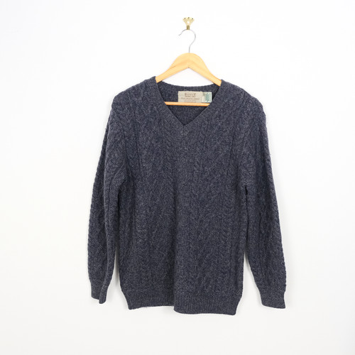 Aran knitted wool sweater grey - aran,