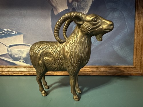 Vintage brass big horn ram - vintage,
