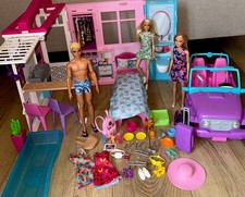Barbie Doll House Bundle Car Dolls Clothes Accessories Foldaway Portable