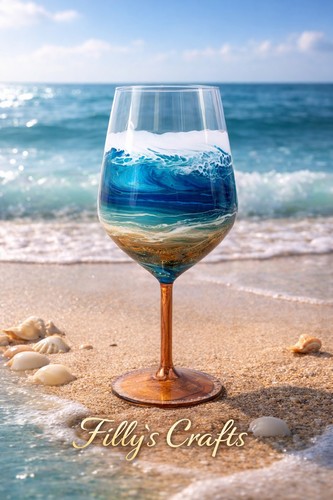 Handcrafted blue ocean wave - blue,