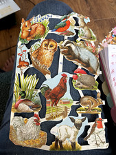 Vintage embossed die cut paper scraps MLP #1563 ENGLISH WILDLIFE