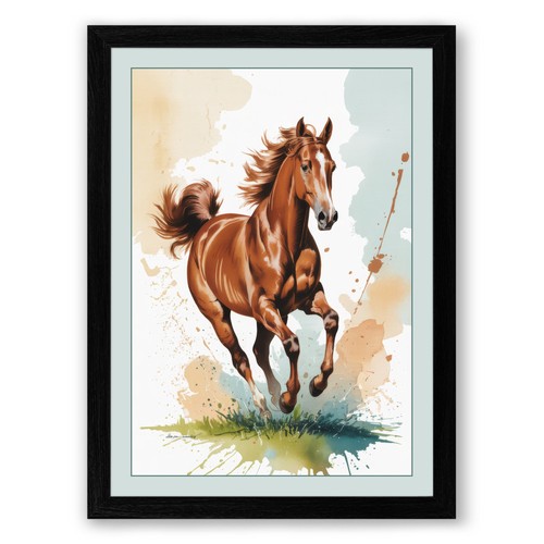 Galloping horse boho framed - galloping,