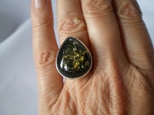 Baltic Green Amber ring, size