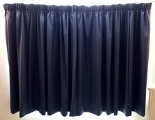Navy Blue Weaved 100% Cotton Blackout Lined Curtains 200W x 141L