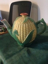 Antique Solean Ware "Corn On The Cob" Lidded Tea Pot