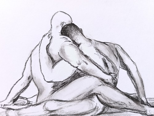 Drawing male portrait charcoal - drawing,