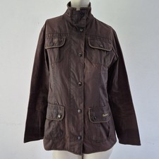 Barbour Wax Jacket Brown Tartan Lined Women’s Size 10 SMU Utility Distressed