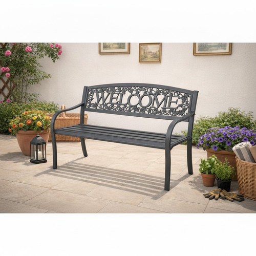 Welcome garden bench seater - welcome,