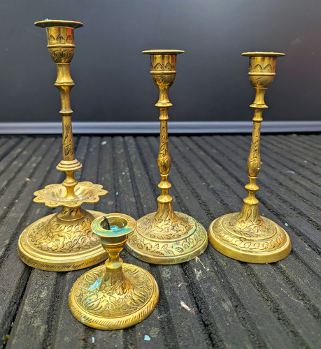 Set brass candlesticks - set,