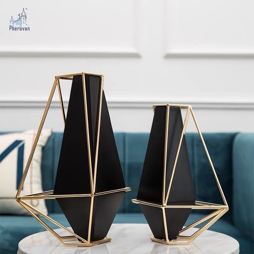 Black iron vase modern - iron, –