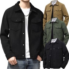 Mens Jumbo Autumn Corduroy Coat Shirt Jacket Casual Shirt Button-Up Outwear 2025