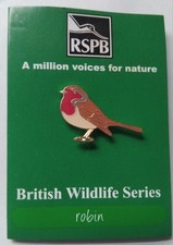 Rspb Pin Badge Of A Robin On A