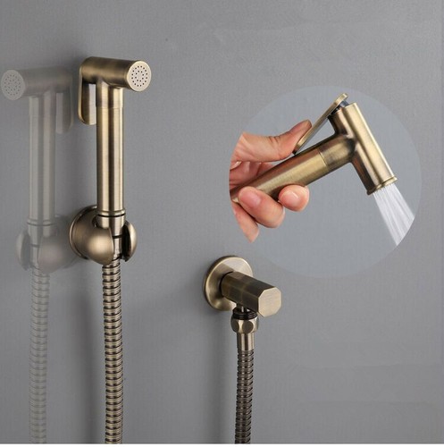 Antique brass handheld bidet - brass,