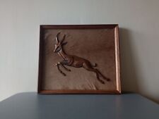Vintage Copper Springbok Antelope on Game Skin Fur Plaque AFRIMEX South Africa