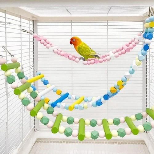 Wooden bridge swings colorful - wooden,