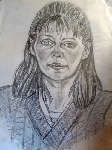 Pencil sketch woman - pencil, of