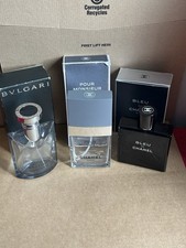 MENS GENUINE DESIGNER AFTER SHAVE BOTTLES INC CHANEL x2 & BULGARI ALL EMPTY