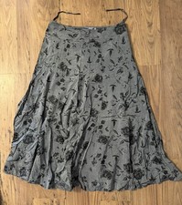 Marks & Spencer M&S Long Floaty Floral grey lined Skirt Size 16 reg W34 L37 VGC 