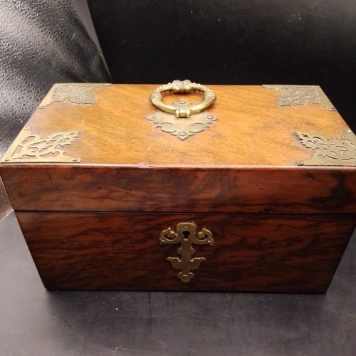 Antique brass inlaid - tea, caddy