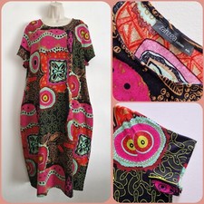 ZANZEA Size 4XL UK 20 Red/Black  Abstract Geometric Pattern Baloon Dress Pockets