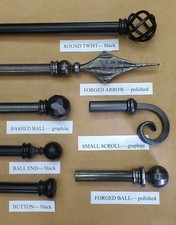 Wrought Iron Curtain Poles, Heavy Duty, 27mm diameter