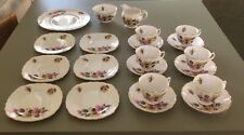 Pretty Royal Vale Bone China 21 Piece Tea Set Beautiful Condition Pink Yellow ?