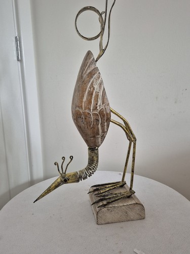 Vintage sculpture peacock bird - sculpture,