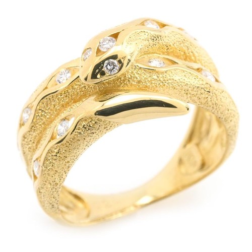 K18yg snake ring - snake, /
