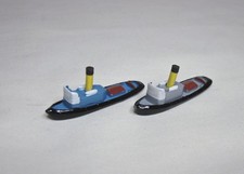 TRIANG MINIC SHIPS M731 TUG BOATS BLUE & GREY DECK Yellow funnels restored