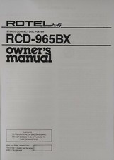 Rotel RCD-965BX - Compact Disc CD Player - Operating Instructions - USER MANUAL