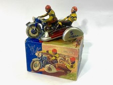 C.1950s TIPPCO SILVER RACER Tin Clockwork motorcycle W/OB  bing marklin germany