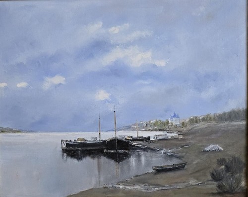 Russian oil painting volga - oil, painting,