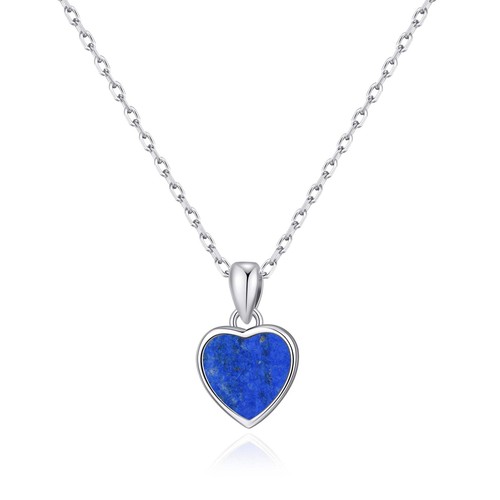 Lapis gemstone heart necklace - heart,