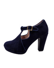 Blue Block Heel Shoes Womens