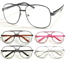 Fashion Eyewear UV400 Big Clear Lens Metal Double Bridge Frame Plastic Arms Y187