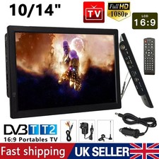 10/14inch 1080P Portable TV Freeview HD Digital Television Player HDMI New UK