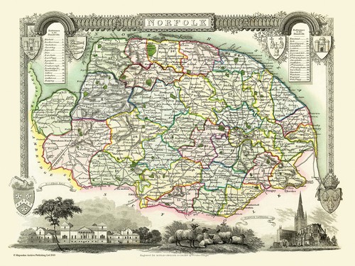 Old map norfolk 1836 - map,
