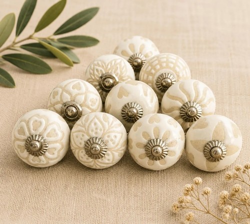 Cream knobs stone - , oatmeal