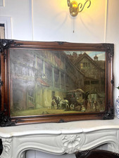 Extra Large Signed Victorian Themed Oil Painting in Wooden Carved Ornate Frame