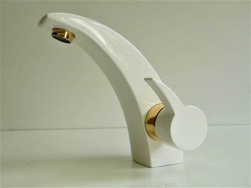 Washbasin faucet white - washbasin, white/gold