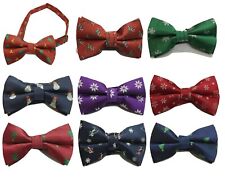 Mens Boys Christmas Xmas Pre Tied Fancy Dress Bow tie bowtie Tree Santa Snow red