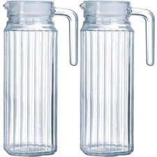 2 Slim Glass Fridge Jug 1.2L