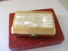Vintage 1950s New Light musical powder compact mother of pearl working & boxed