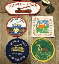 UK Scouts Cub Cubs Gilwell Park Stick Shield Gold Pin Badge & 7 Patches Badges