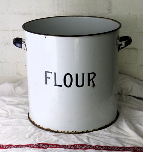 Large antique enamel - enamel, bin