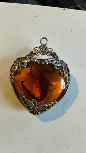 Amber broach necklace with - necklace,