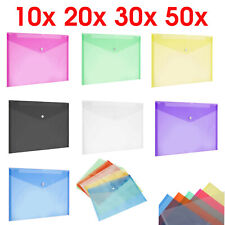A4 Plastic Wallets Folders Document Stud Filing Paper Storage School Office PACK