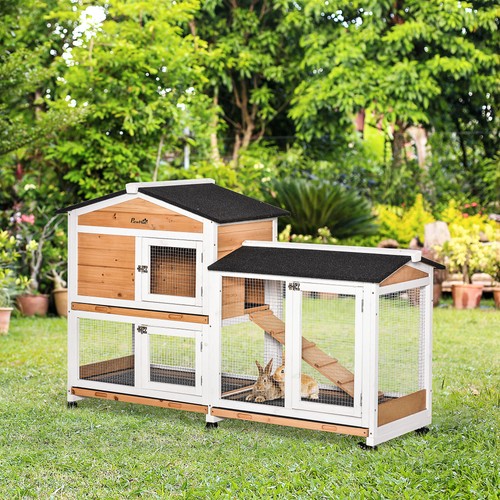 Wooden rabbit hutch with - 62",