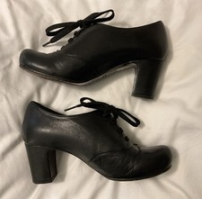 Chie Mihara/TOAST £225 UK 4/37 Black Leather Lace-Ups/1940’s/50’s/Librarian/WW2